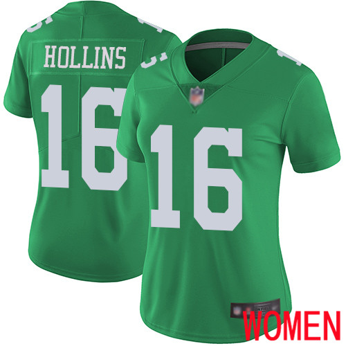 Women Philadelphia Eagles #16 Mack Hollins Limited Green Rush Vapor Untouchable NFL Jersey Football